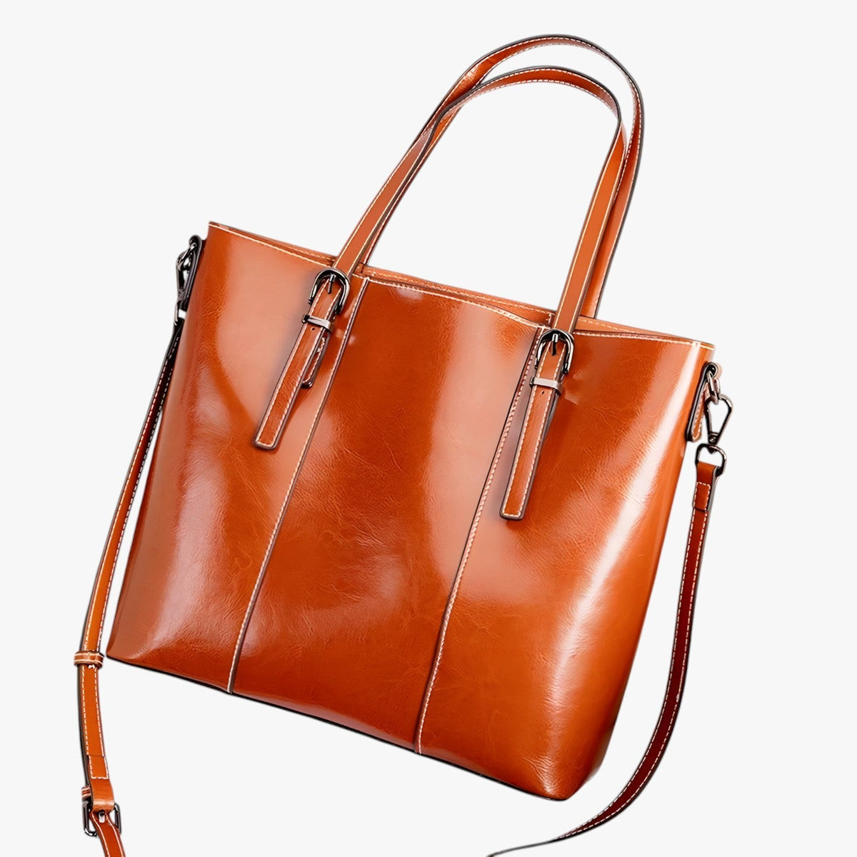 Spacious Leather Work Tote for Laptop and Documents
