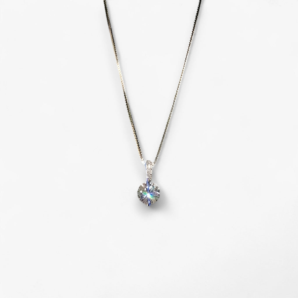 Silver-Plated Necklace with Round Zircon