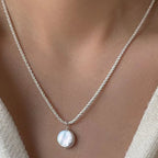 Sterling Silver Choker with Single Pearl Pendant