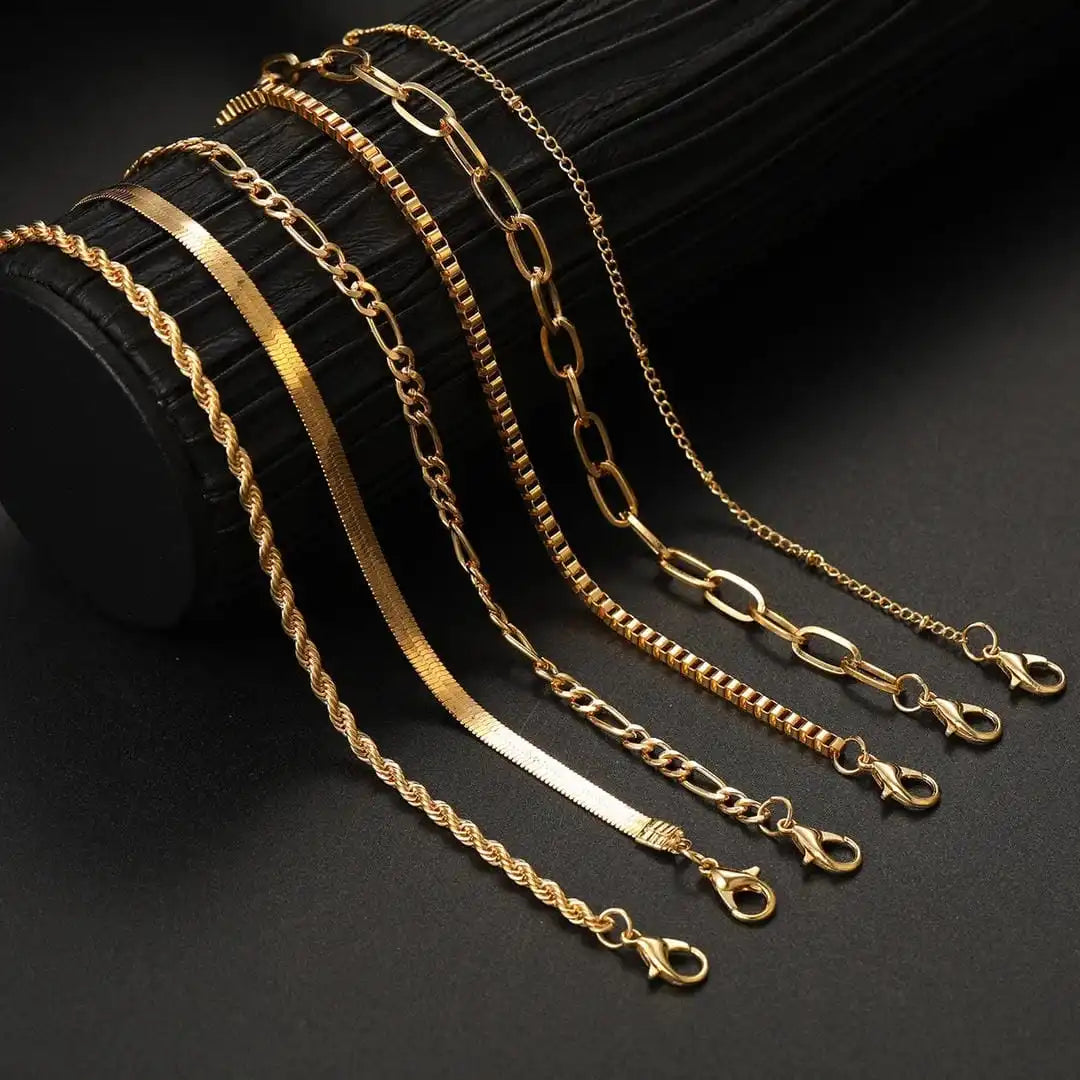 Boho Retro Cuban Chain Bracelet Set