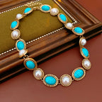Turquoise and Pearl Antique Gold-Tone Statement Set