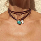 Vintage Bohemian Turquoise Pendant Necklace in Two Styles