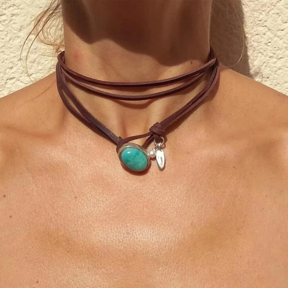 Vintage Bohemian Turquoise Pendant Necklace in Two Styles