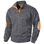 Quarter Button Knit Jumper with Suede Look Trim Details