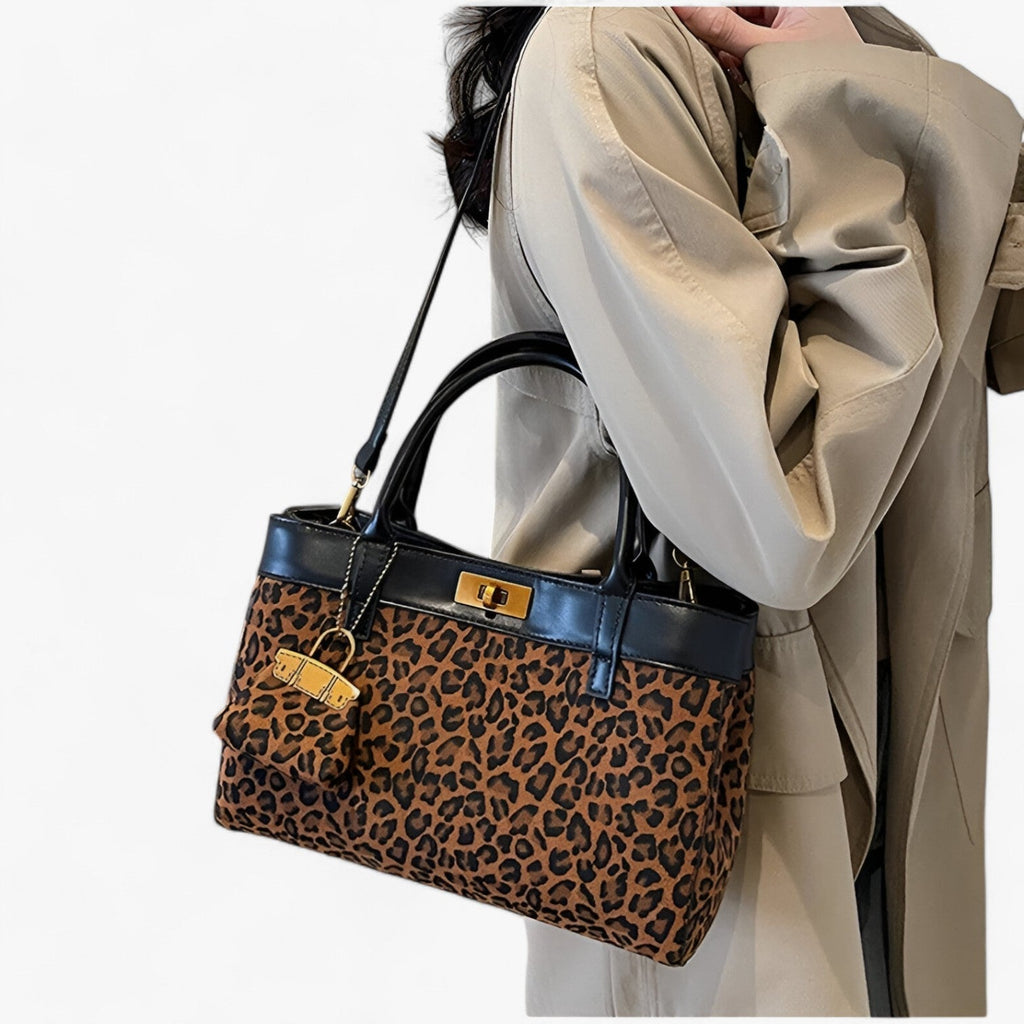 Large-Capacity Leopard Print Laptop Tote Bag