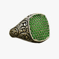 Vintage-Style Engraved Ring with Coloured Zirconia