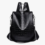 Soft Leather Anti-Theft Backpack with Back Zip Access