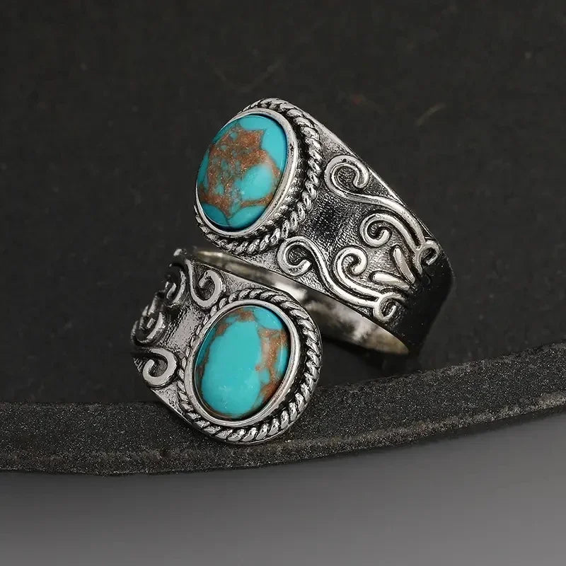 Vintage Turquoise Cross Band Ring