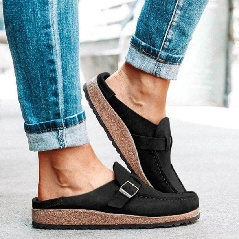 Faux Suede Buckle Strap Slingback Sandals