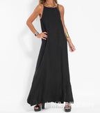 Linen Sleeveless Strappy Side-Slit Maxi Dress