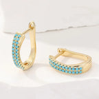 Turquoise Pavé Classic Gold-Tone Huggie Earrings
