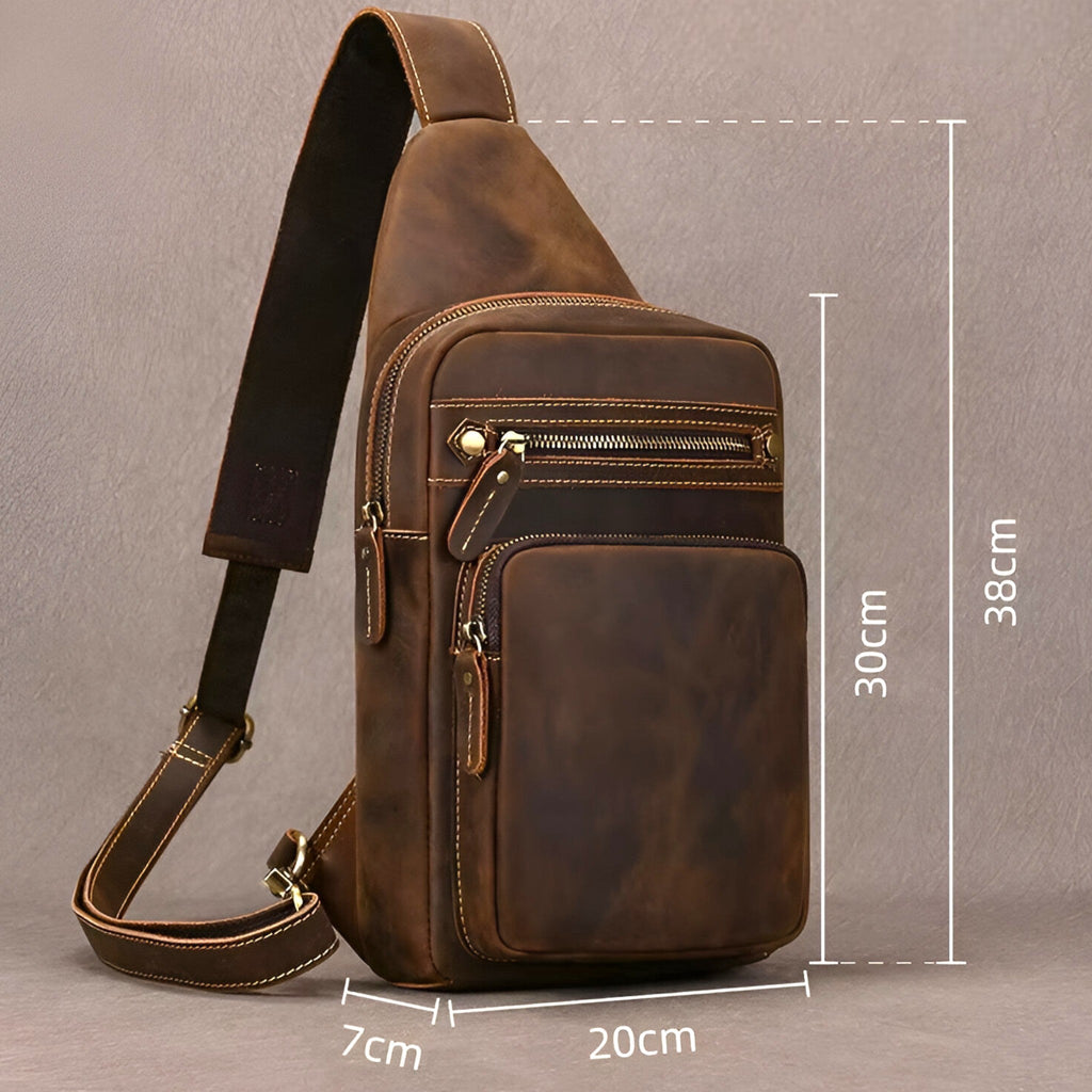 Men's Genuine Cowhide Leather Tablet Satchel Bag