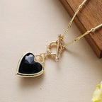 Gold-Plated Chain Necklace with Stone Charm in Many Stones