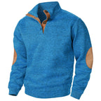 Quarter Button Knit Jumper with Suede Look Trim Details
