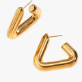 Geometric Triangle Earrings, 18K Gold-Plated Steel