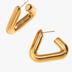 Geometric Triangle Earrings, 18K Gold-Plated Steel