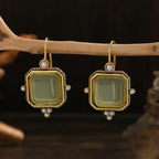 Vintage-Style Geometric Pearl Pendant Drop Earrings