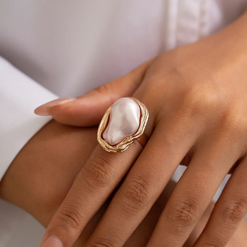 Chunky Baroque Pearl Cocktail Ring