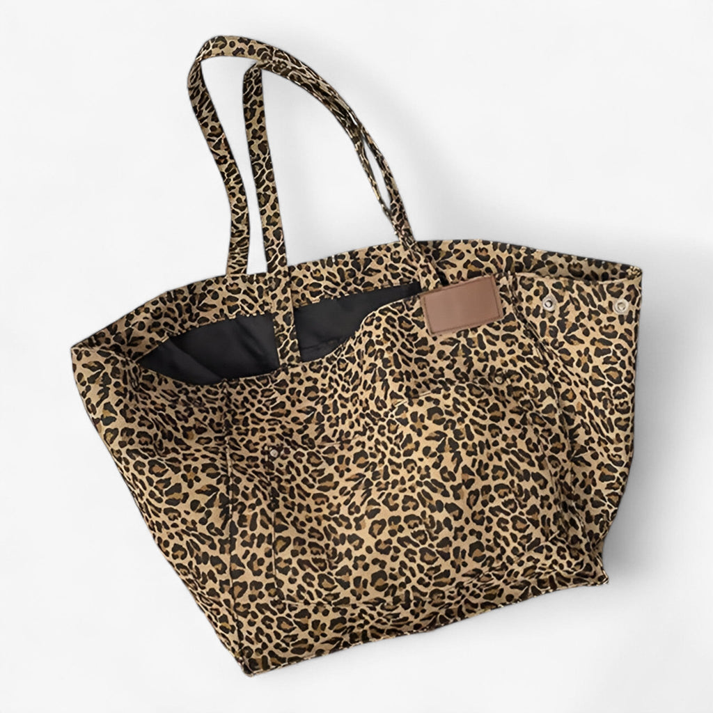 Bold Leopard Print Shoulder Bag with Large Compartment