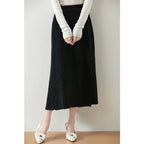 Textured Cable-Knit A-Line Maxi Skirt