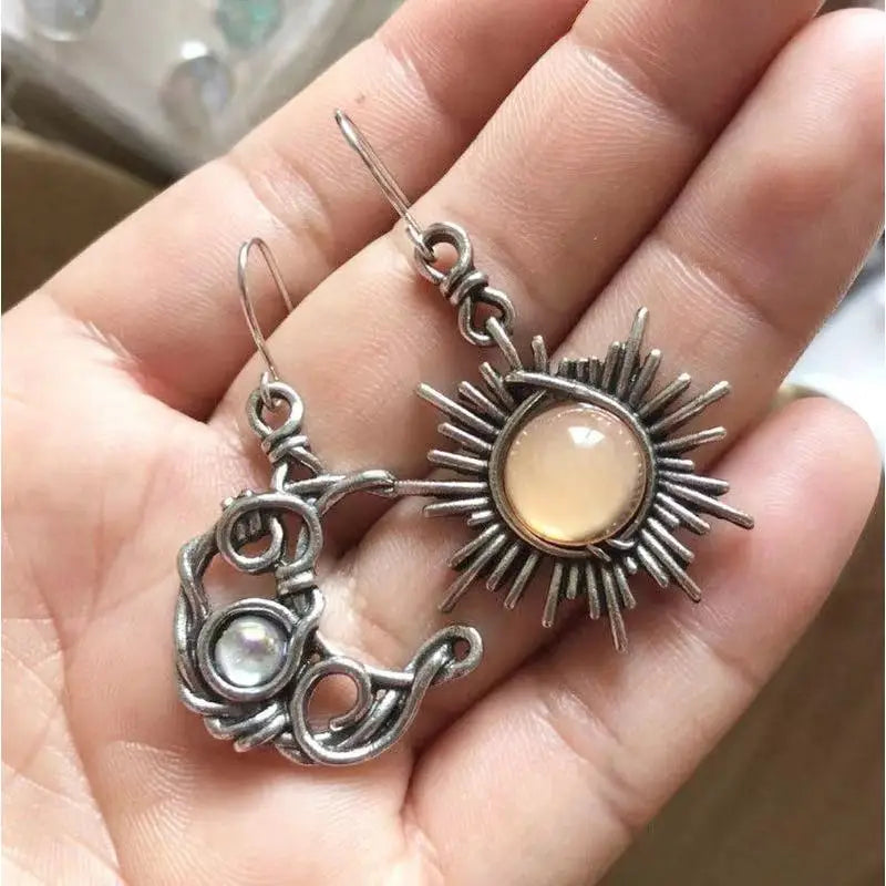 Vintage Mismatched Sun and Moon Earrings