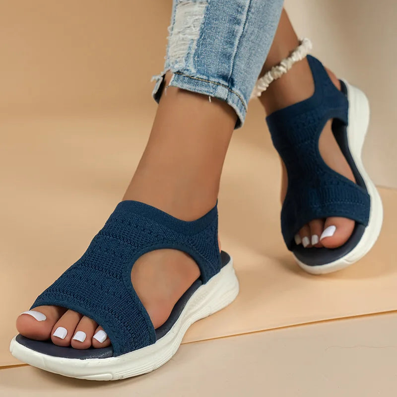 Knit Open Toe Sport Sandals with Contrast Sole