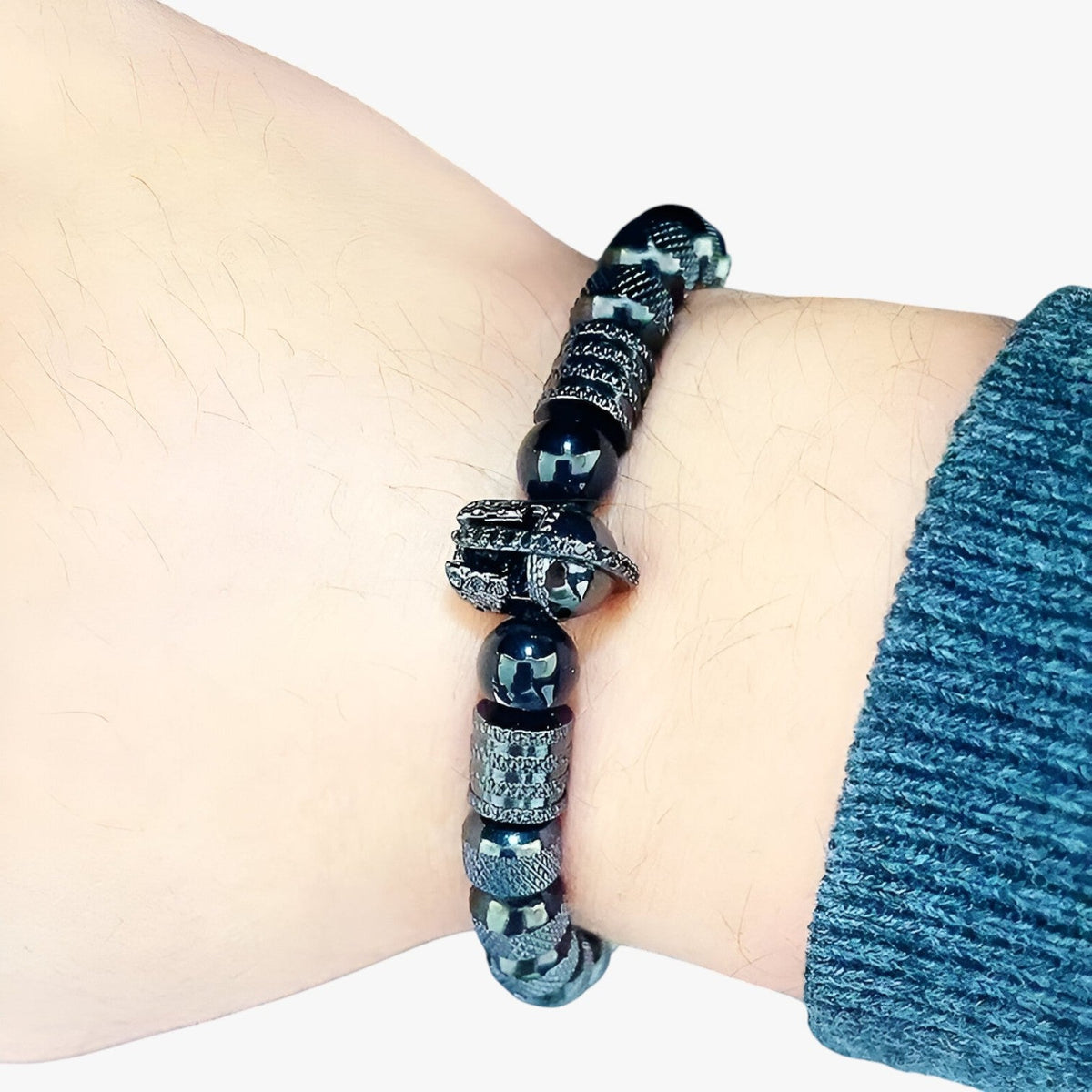 Beaded Bracelet with Spartan Helmet Charm