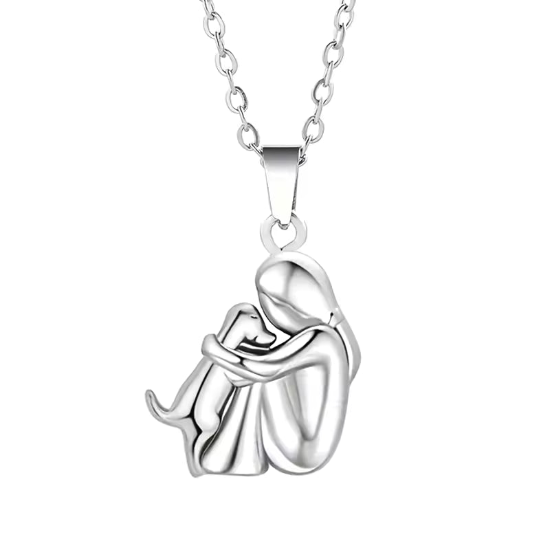 Ketting met omhelzende hond in vier afwerkingen