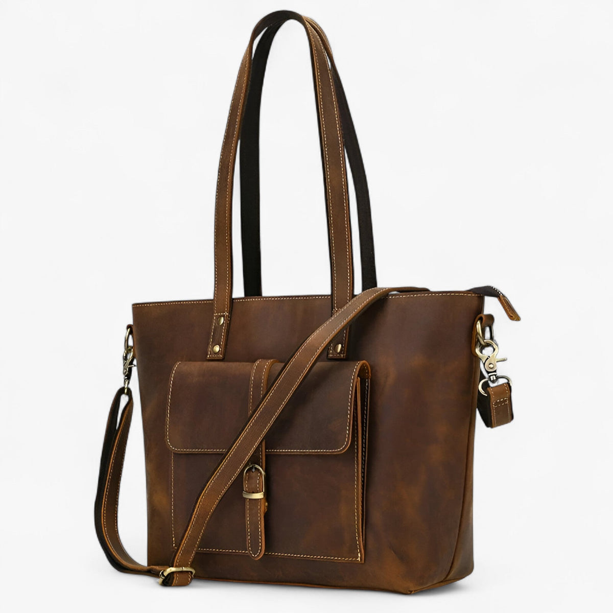 Ruime lichte shopper van echt leer voor dames