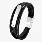 Leather Bracelet with Engraved Stainless Steel Plate