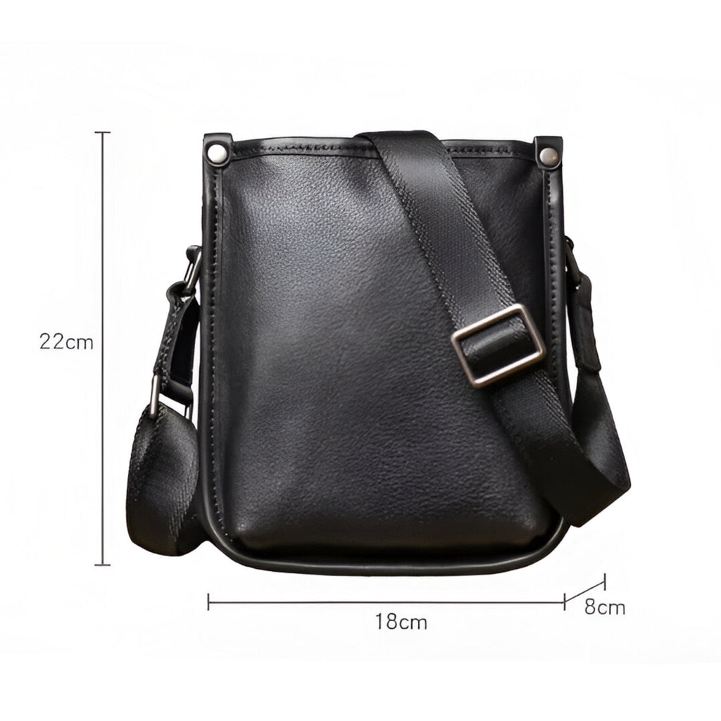 Soft Durable Black Leather Everyday Shoulder Bag