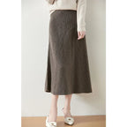Textured Cable-Knit A-Line Maxi Skirt