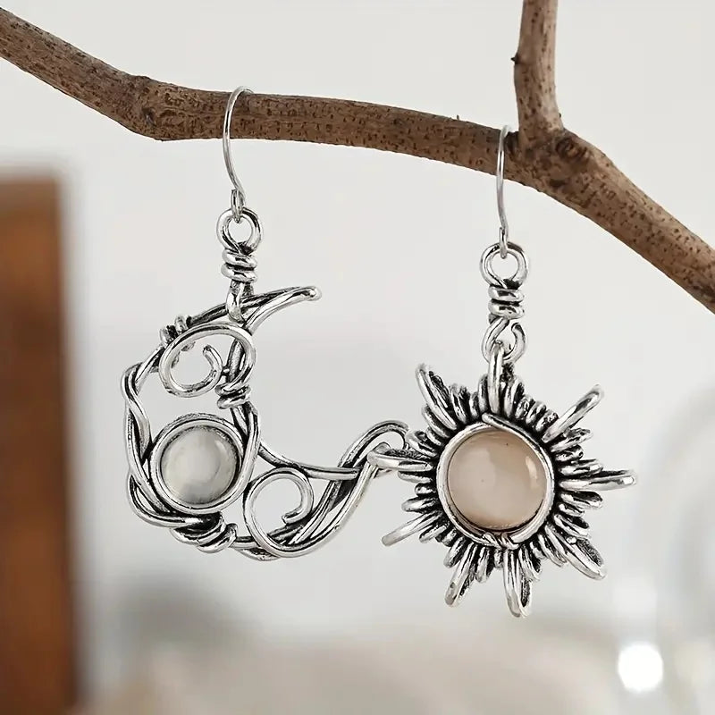 Vintage Mismatched Sun and Moon Earrings