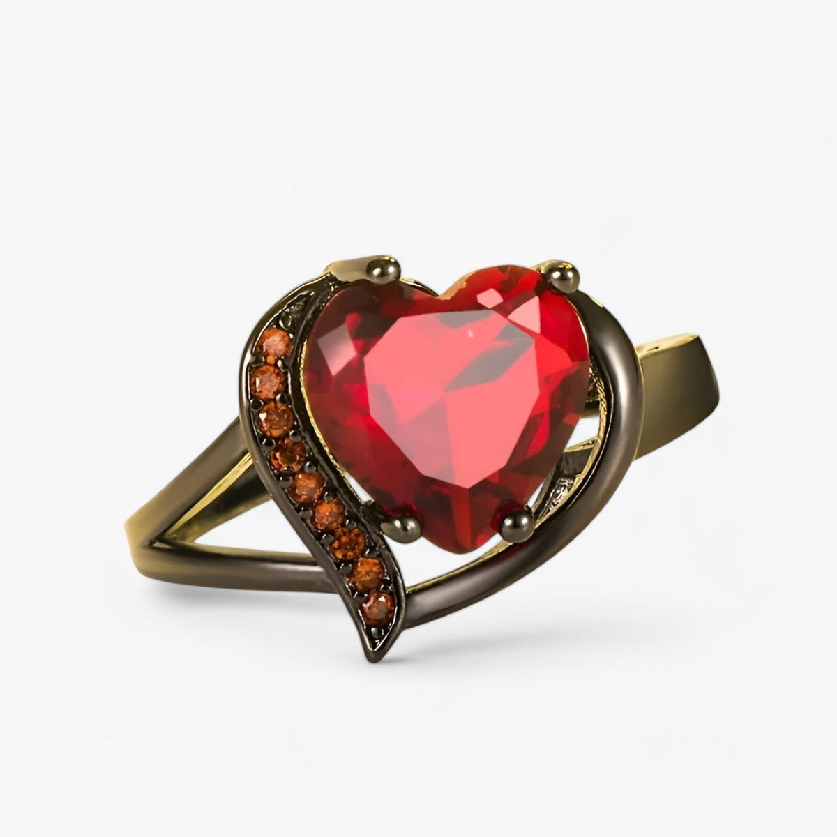 Celtic Knot Ring Set with Red Heart Zircon