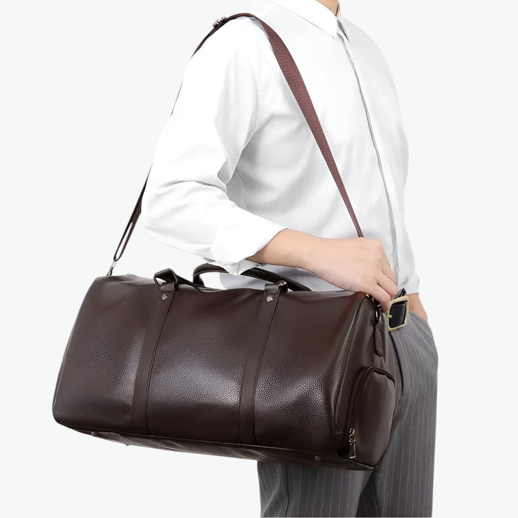 Men's Elegant Leather Weekend, Work and Gym Travel Bag
