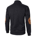 Quarter Button Knit Jumper with Suede Look Trim Details