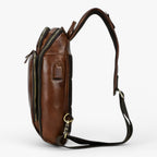 Men's Genuine Ox Leather Chest Bag with USB Charging Port