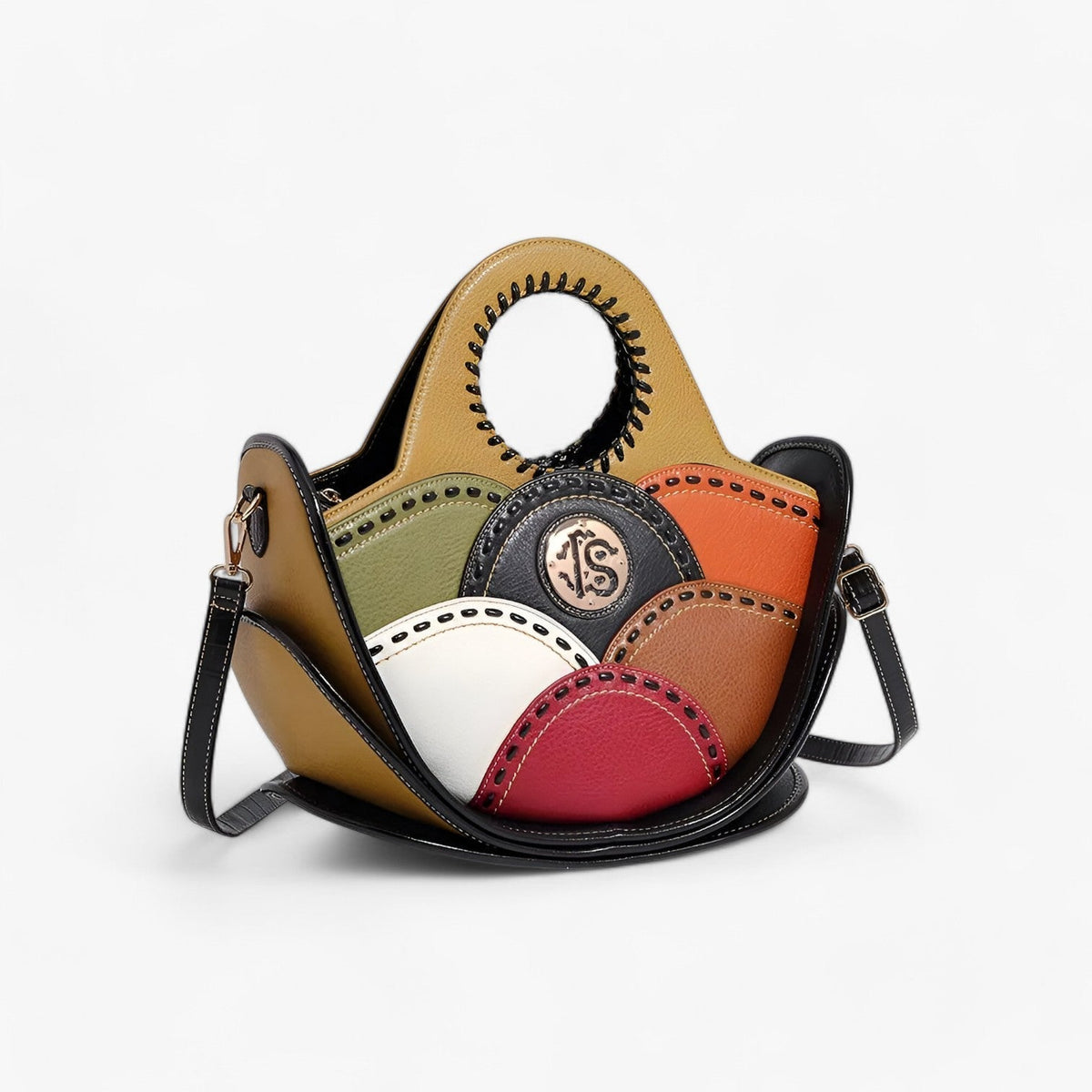 Large Leather Shoulder Bag with Multiple Storage Pockets