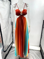 Ombre Cut-Out Strappy Floor-Length Maxi Dress