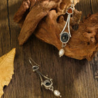 Silver-Tone Tri-Stone Pearl Drop Earrings