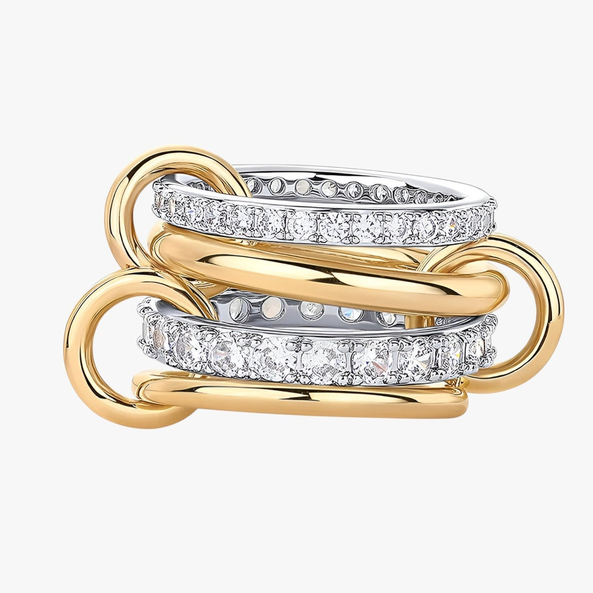 Stapelbare ringenset in 18K verguldsel met zirkonia