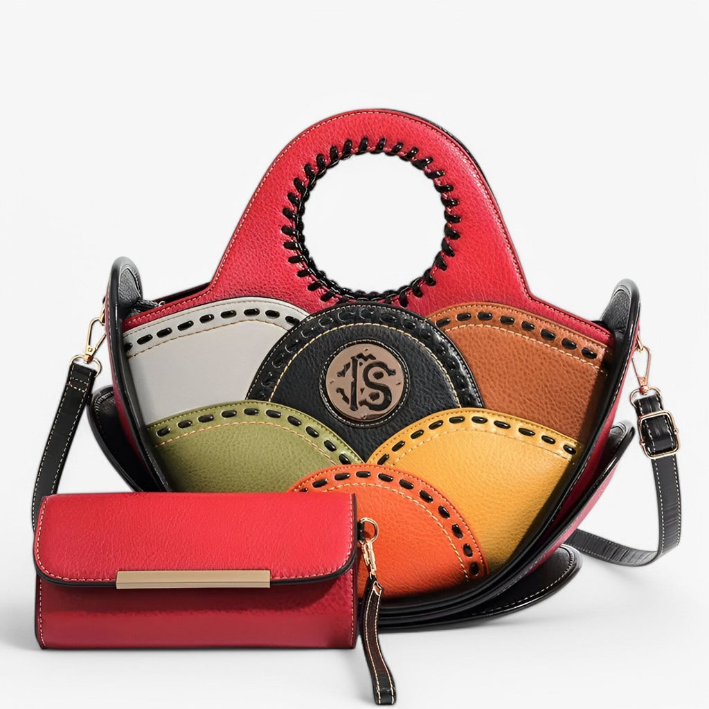 Large Leather Shoulder Bag with Multiple Storage Pockets