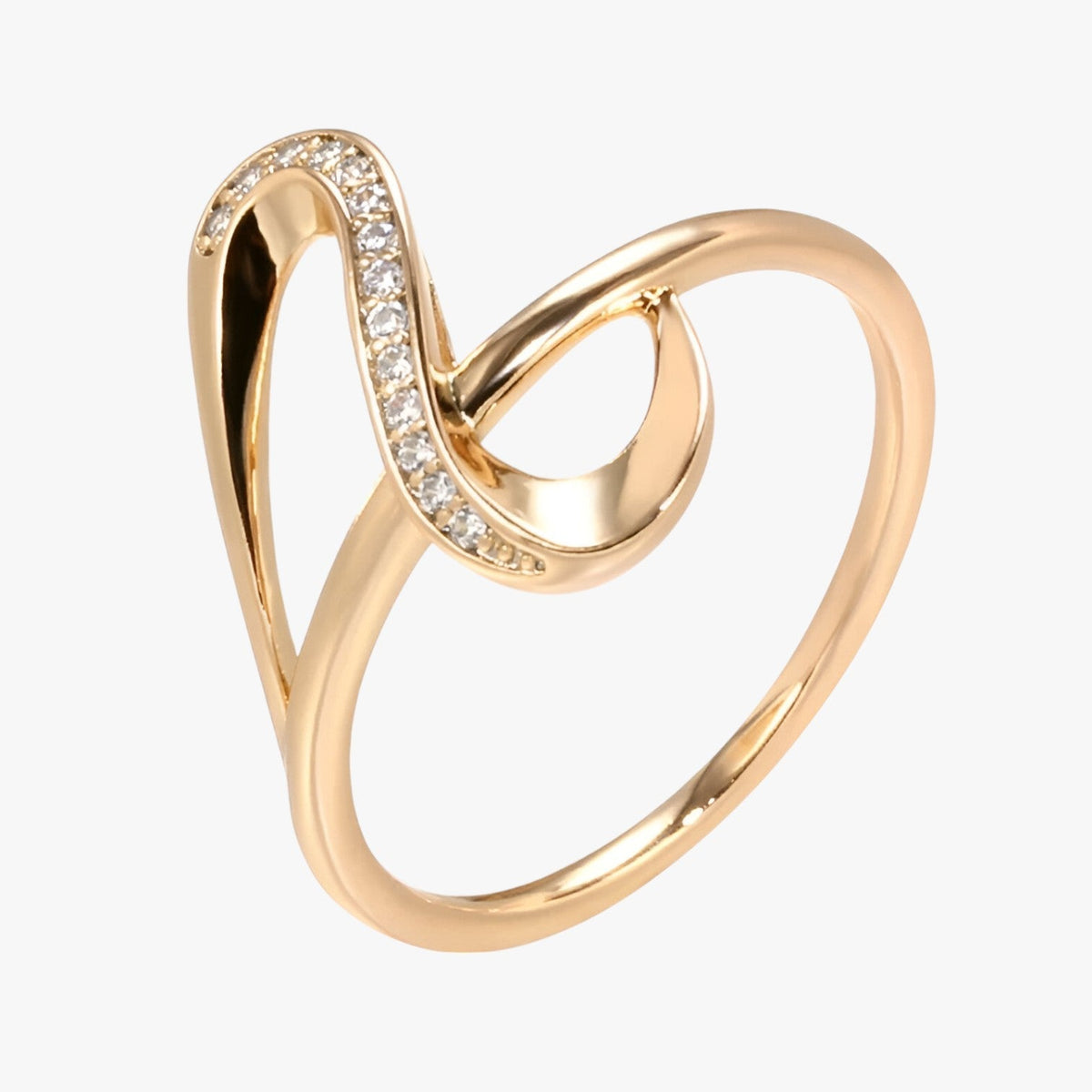 Rose Gold Tone Ring with Fine Zircon Stones