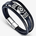Gelaagde leren armband met magneetsluiting