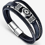 Gelaagde leren armband met magneetsluiting