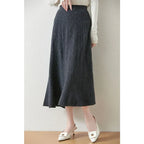 Textured Cable-Knit A-Line Maxi Skirt