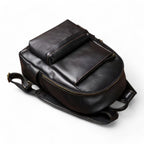 Vintage-Inspired Leather Travel Backpack for Work and School