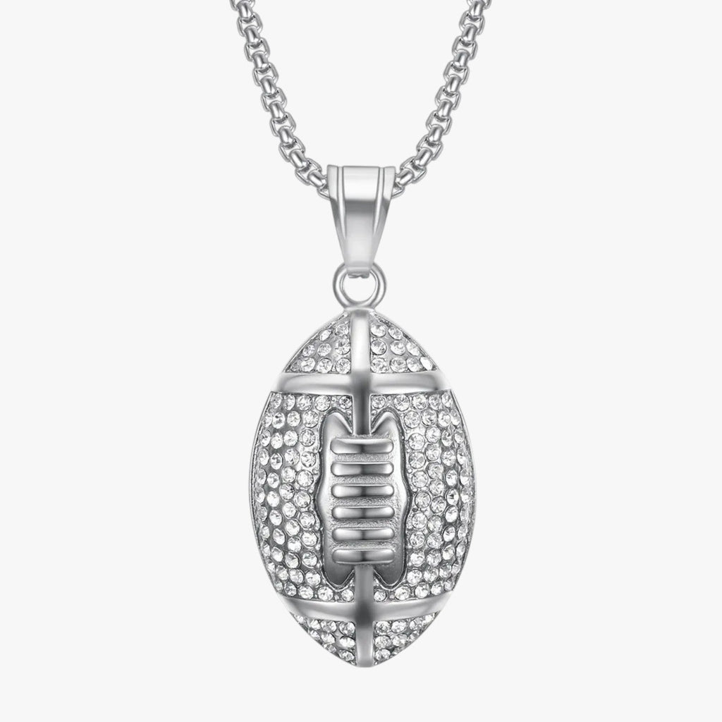 Roestvrijstalen ketting met rugbybalhanger