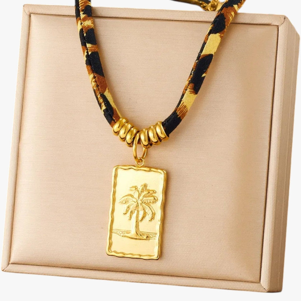Leopard Charm Necklace with Gold-Tone Detailing