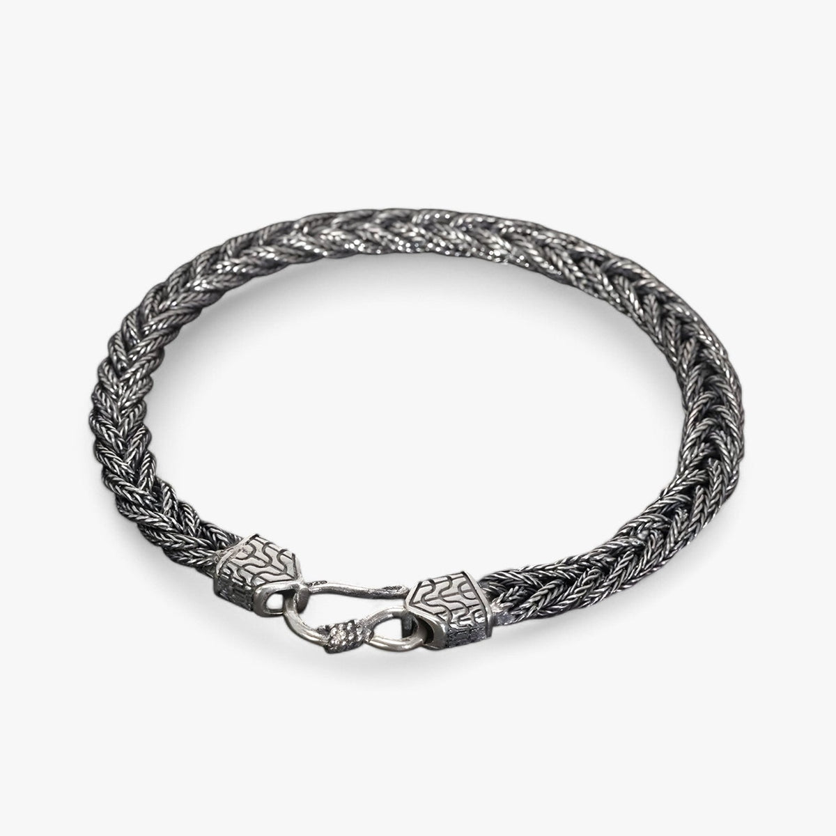 Handgeweven vossenstaartarmband in sterling zilver, 5 mm